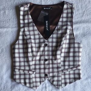 Allegra K Checkered Button-Up Vest